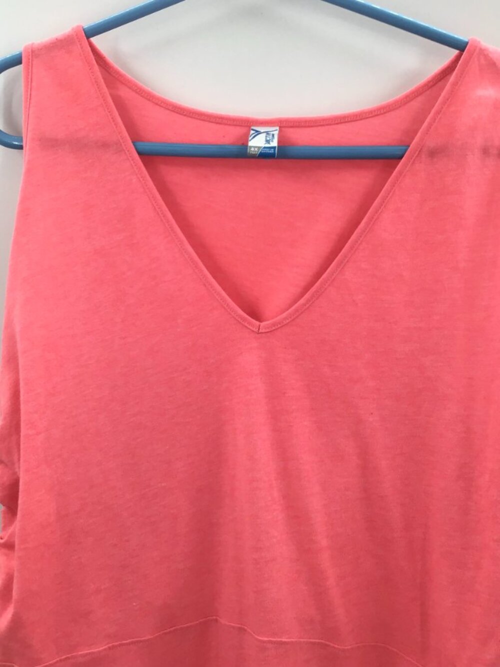 2 4X Active Summer Gym Tank Tops Pink Green Ruched Empire Waist Cotton Blend - Picture 4 of 9
